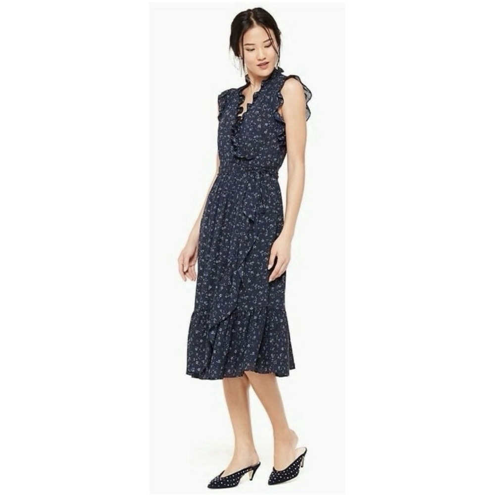 Kate Spade New York  "Out West Wild Rose" Ruffle Faux‎ Wrap Dress Size 6